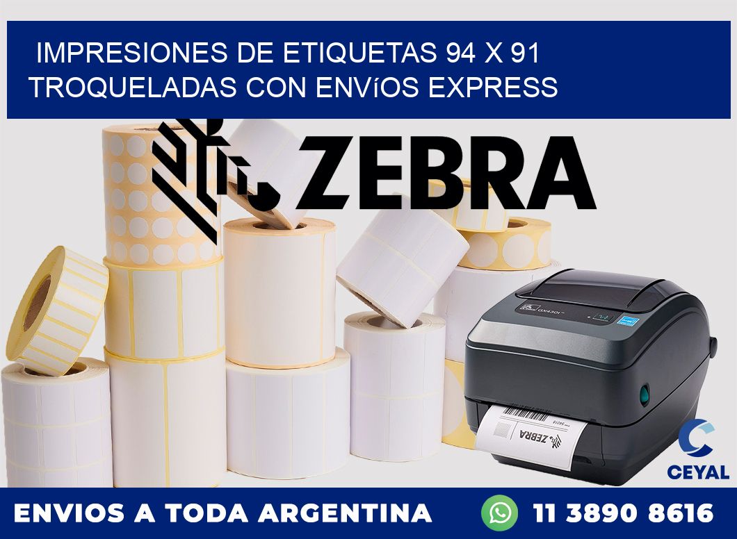Impresiones de etiquetas 94 x 91 troqueladas con envíos express