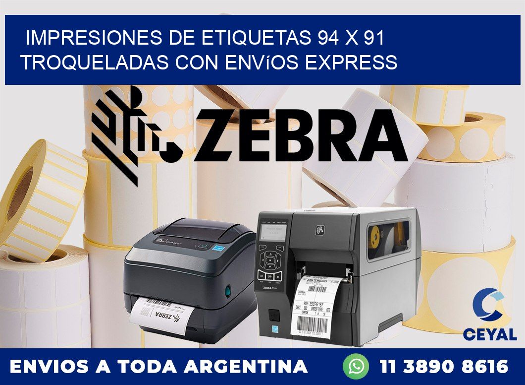 Impresiones de etiquetas 94 x 91 troqueladas con envíos express