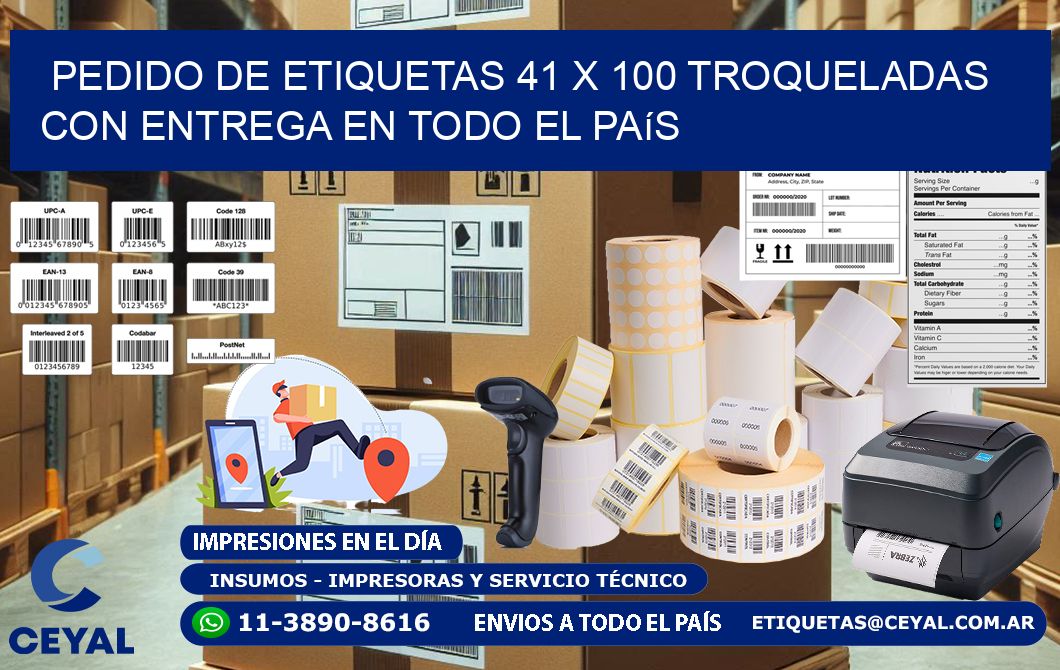 Pedido de etiquetas 41 x 100 troqueladas con entrega en todo el país