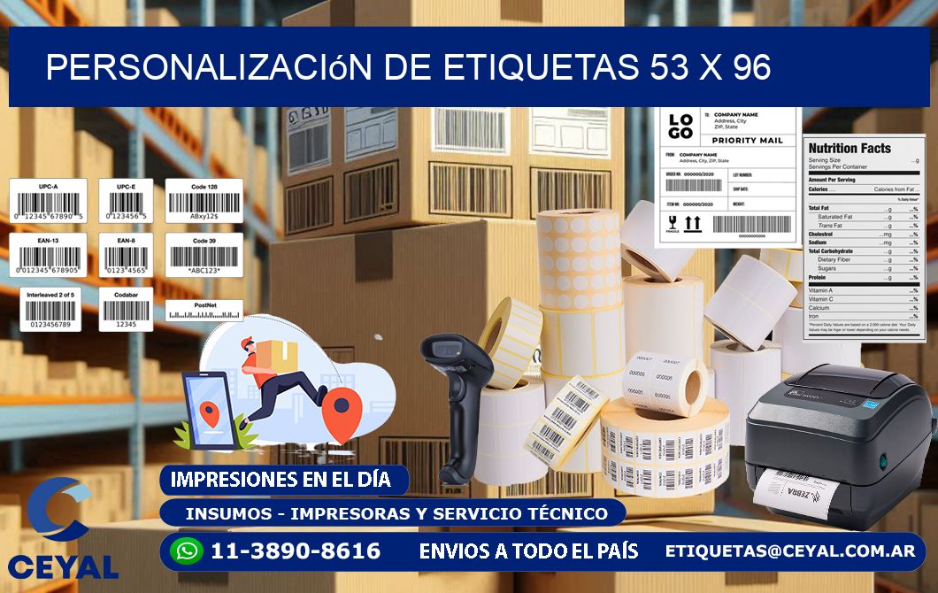 Personalización de etiquetas 53 x 96