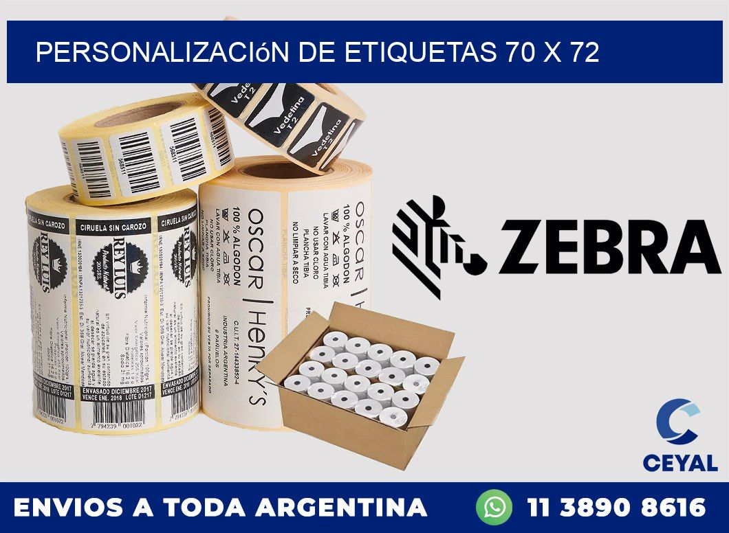 Personalización de etiquetas 70 x 72