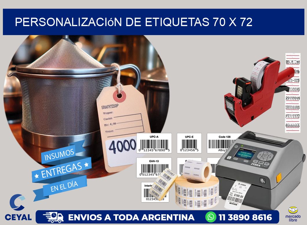 Personalización de etiquetas 70 x 72