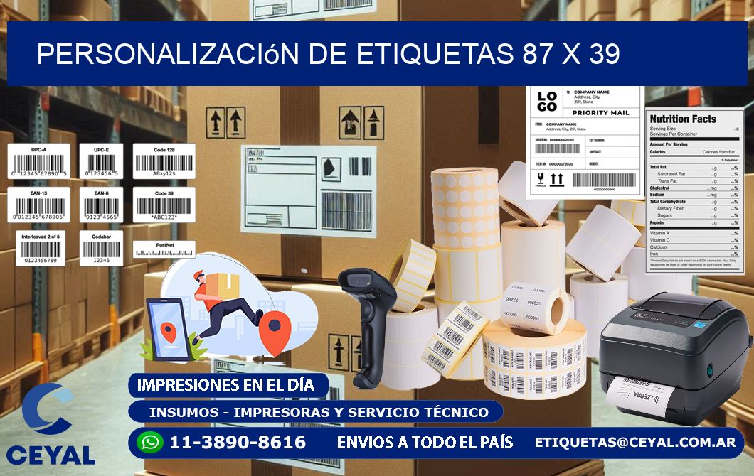 Personalización de etiquetas 87 x 39