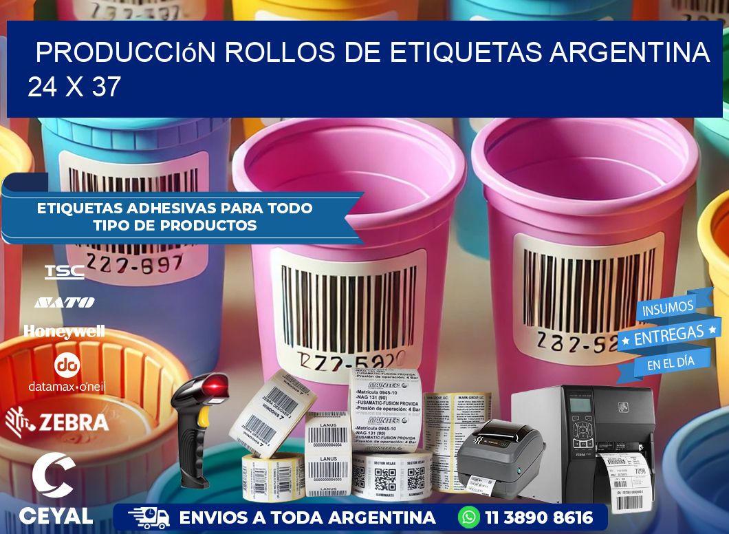 Producción ROLLOS DE ETIQUETAS ARGENTINA 24 x 37