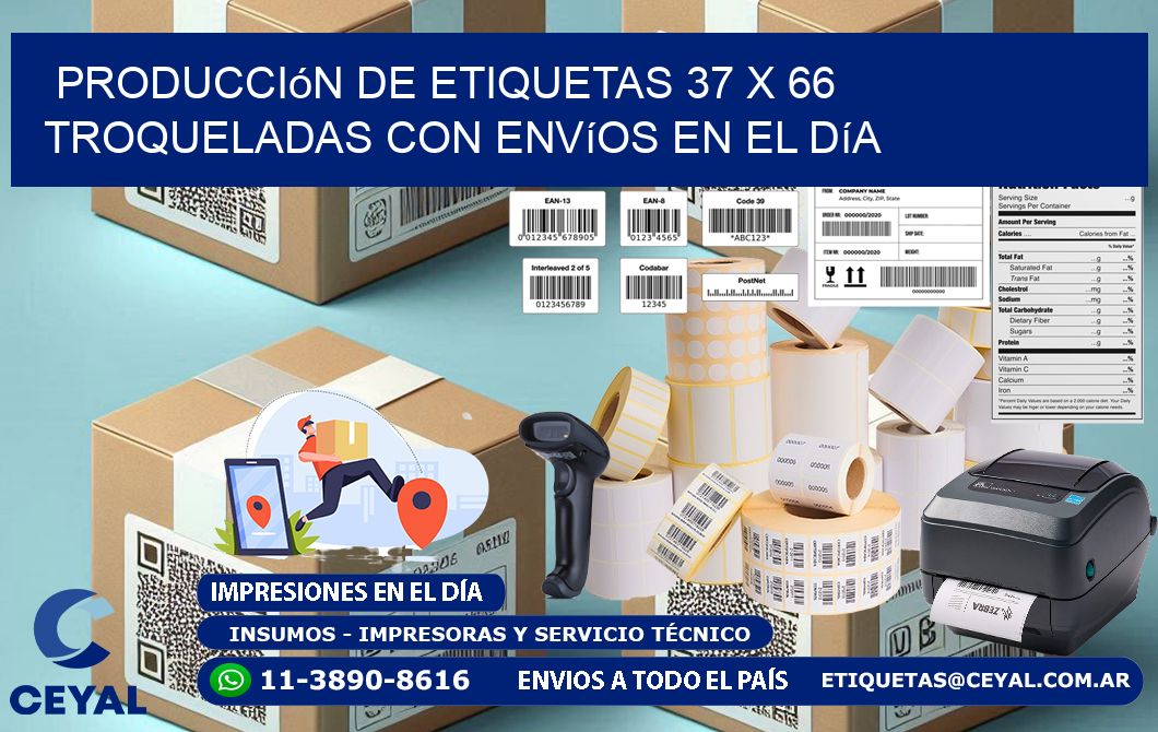 Producción de etiquetas 37 x 66 troqueladas con envíos en el día