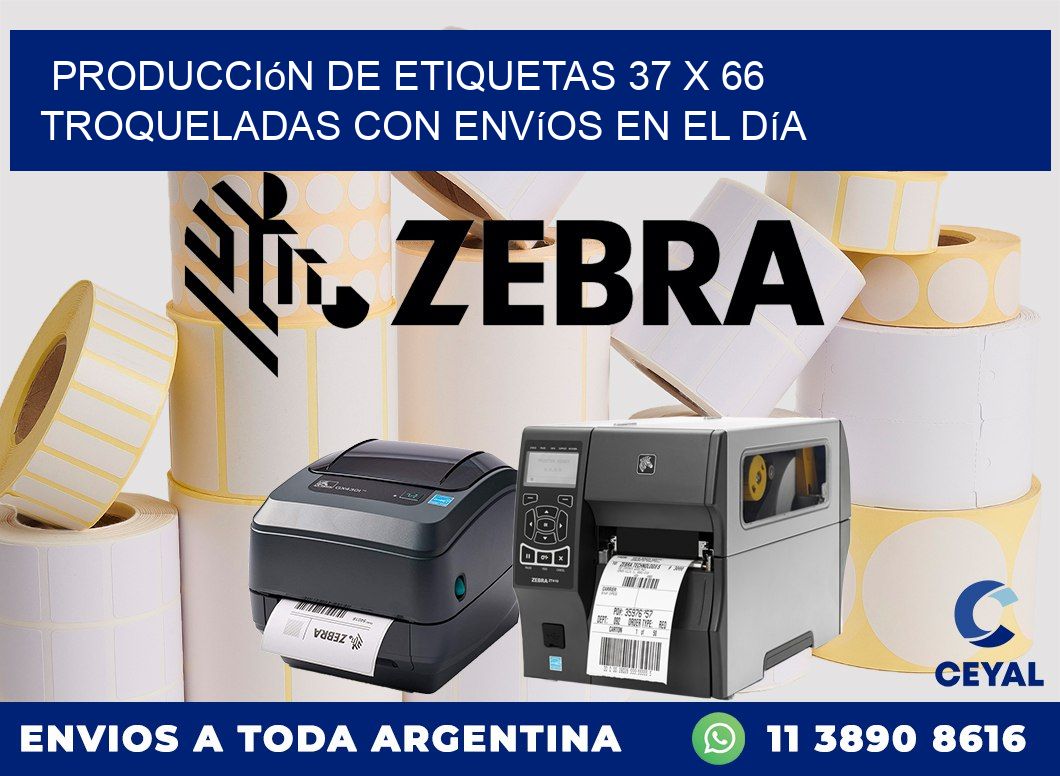 Producción de etiquetas 37 x 66 troqueladas con envíos en el día