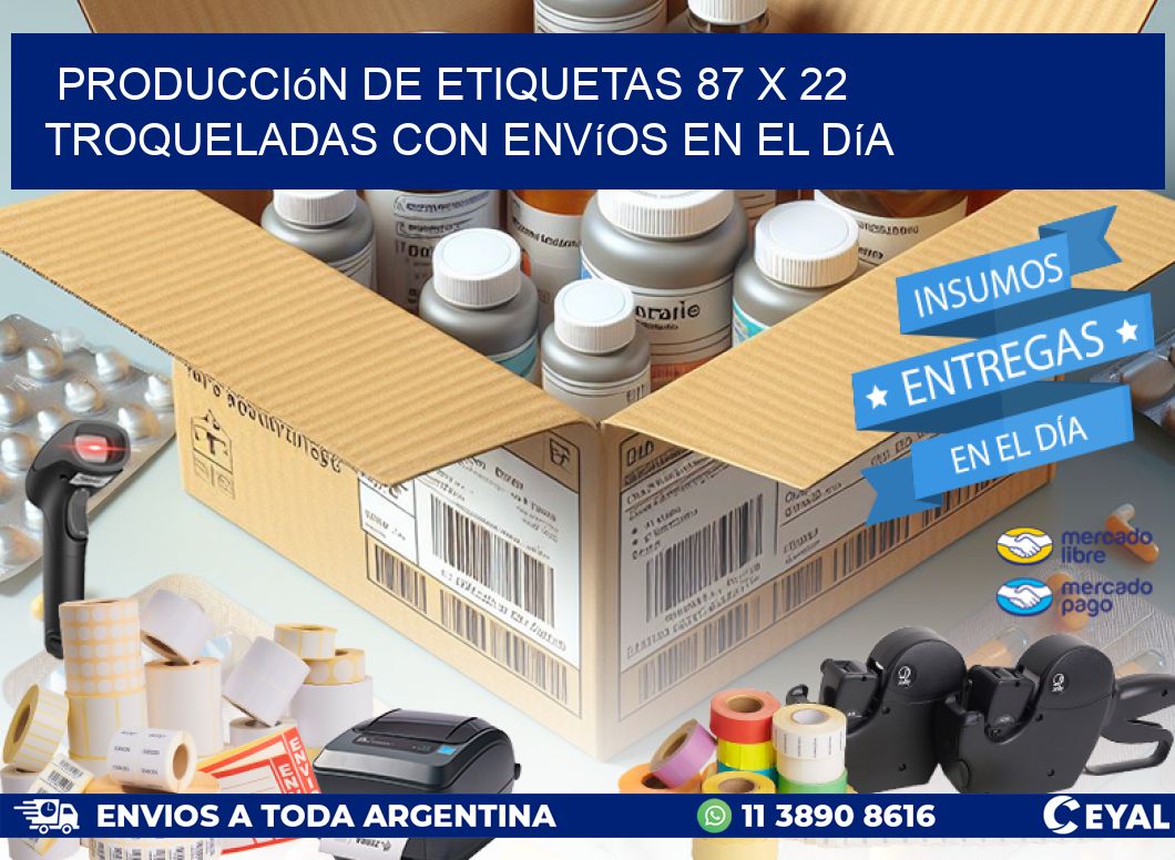 Producción de etiquetas 87 x 22 troqueladas con envíos en el día