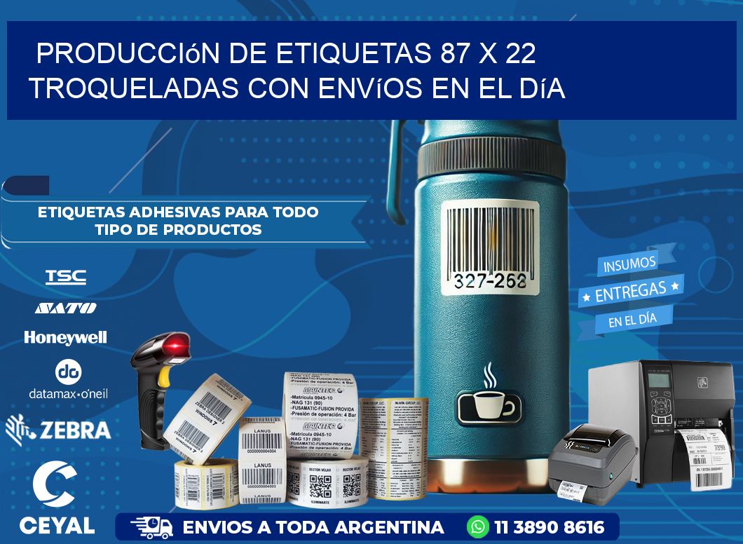 Producción de etiquetas 87 x 22 troqueladas con envíos en el día