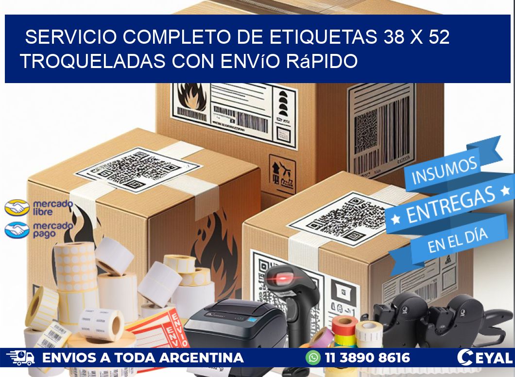 Servicio completo de etiquetas 38 x 52 troqueladas con envío rápido
