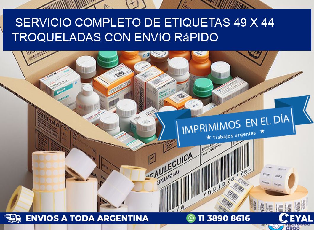 Servicio completo de etiquetas 49 x 44 troqueladas con envío rápido