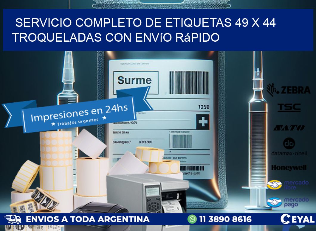 Servicio completo de etiquetas 49 x 44 troqueladas con envío rápido