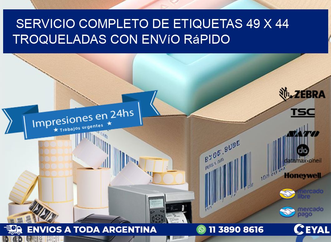 Servicio completo de etiquetas 49 x 44 troqueladas con envío rápido