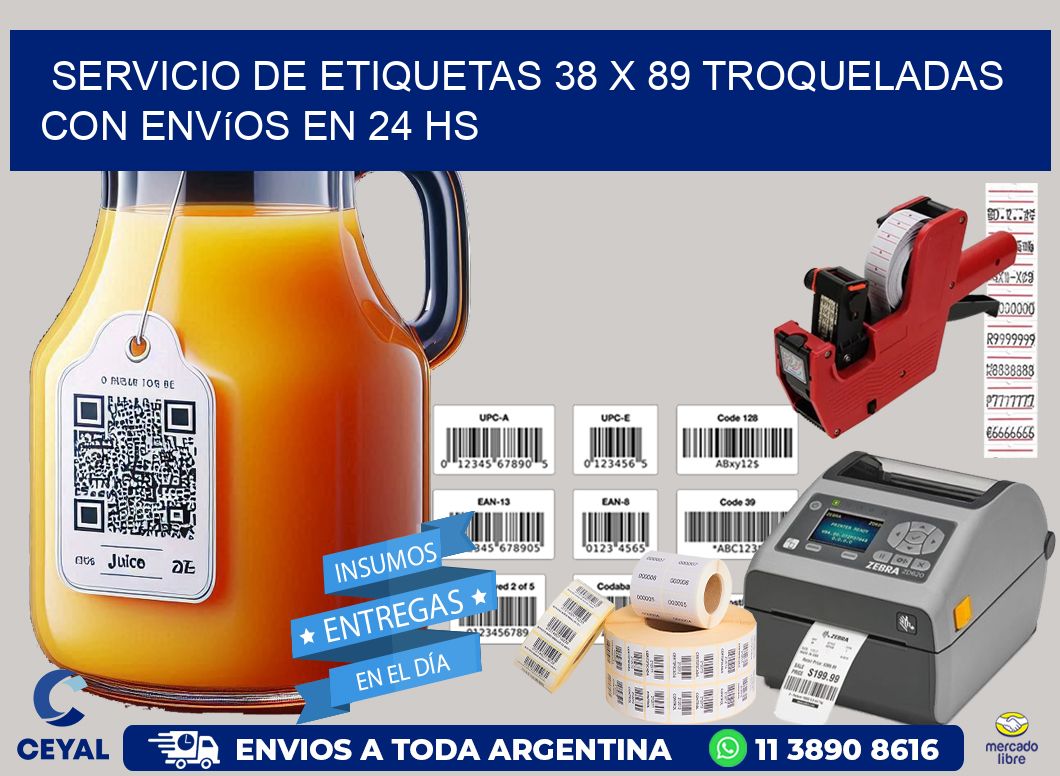 Servicio de etiquetas 38 x 89 troqueladas con envíos en 24 hs