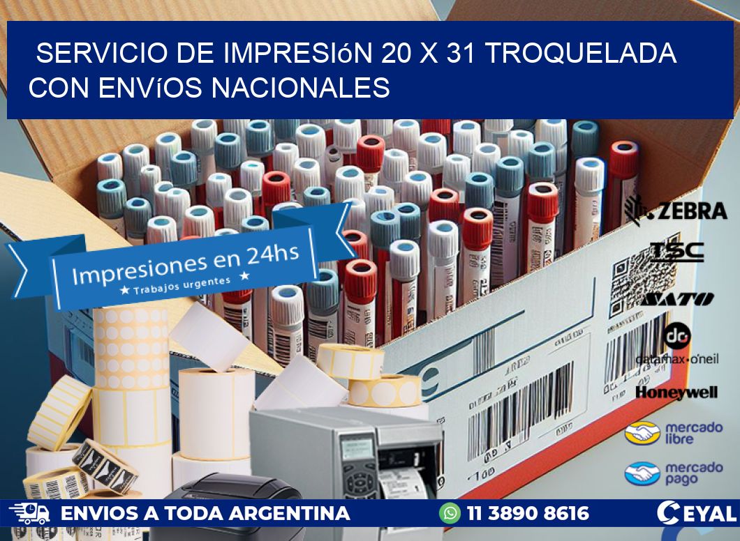 Servicio de impresión 20 x 31 troquelada con envíos nacionales