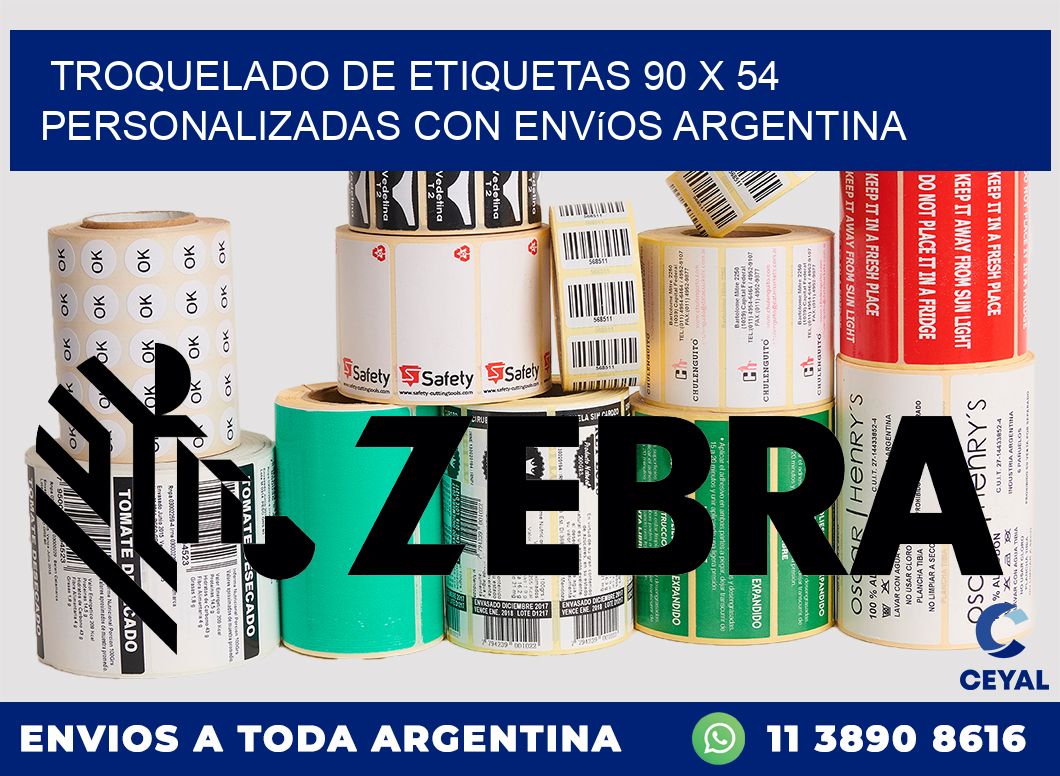 Troquelado de etiquetas 90 x 54 personalizadas con envíos Argentina