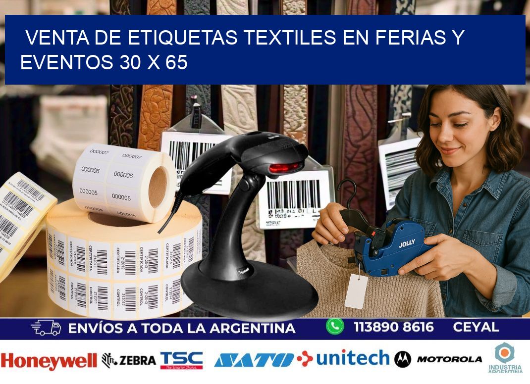 Venta de Etiquetas Textiles en Ferias y Eventos 30 x 65