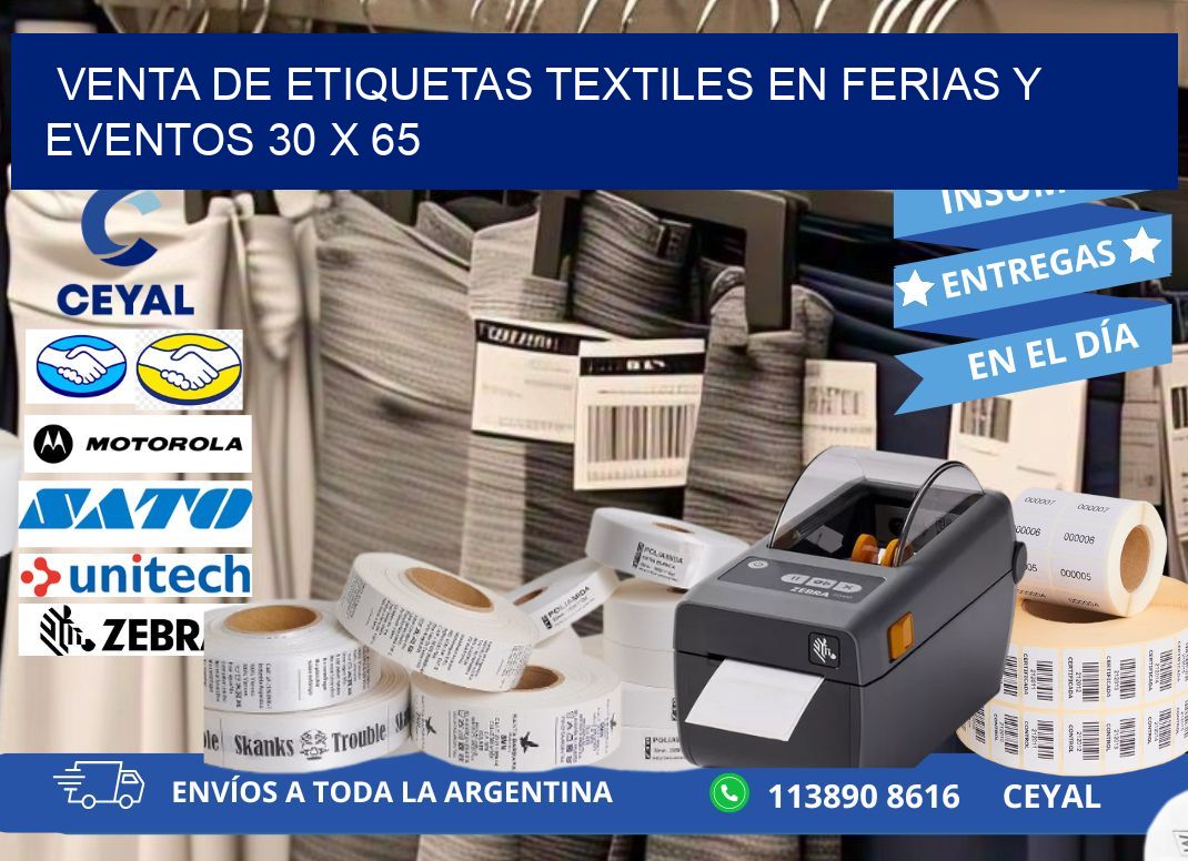 Venta de Etiquetas Textiles en Ferias y Eventos 30 x 65