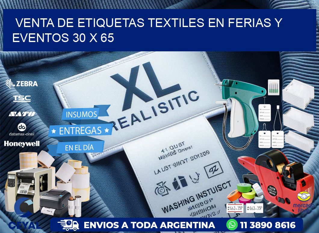 Venta de Etiquetas Textiles en Ferias y Eventos 30 x 65