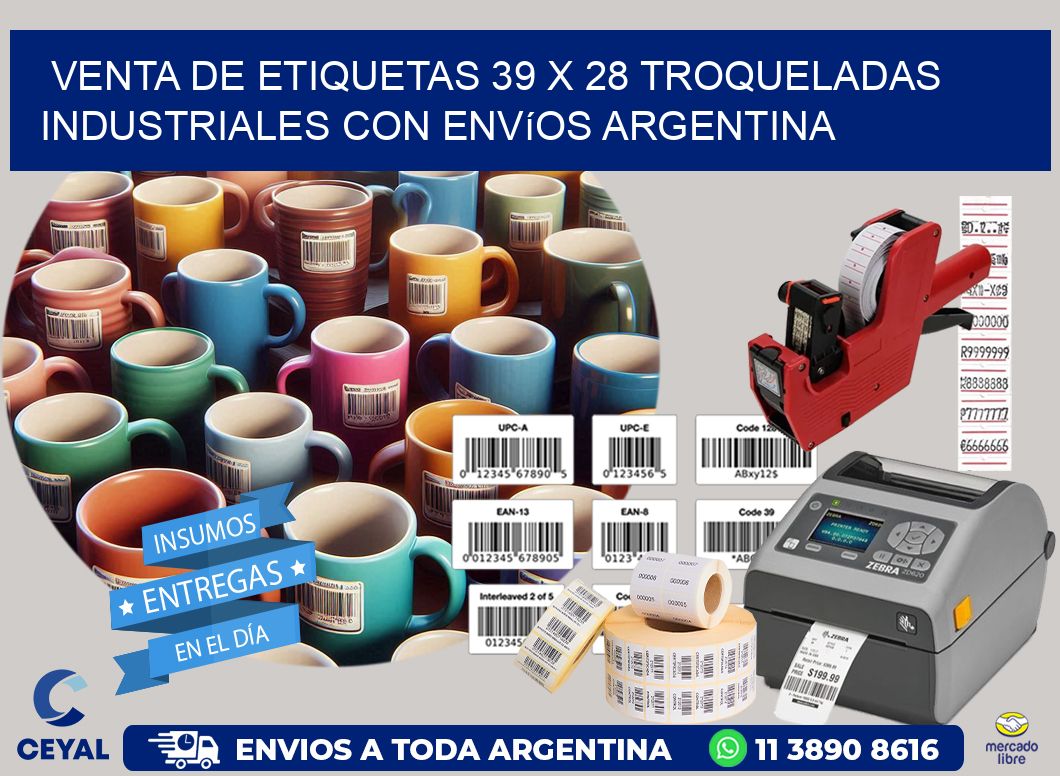Venta de etiquetas 39 x 28 troqueladas industriales con envíos Argentina