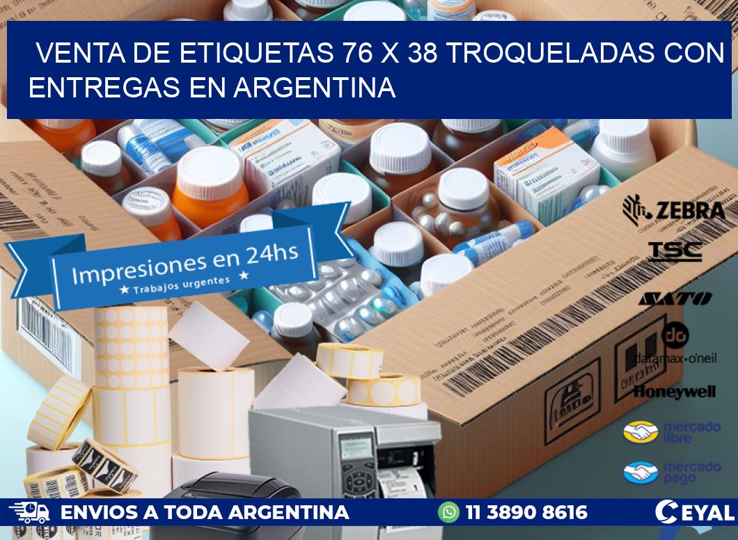 Venta de etiquetas 76 x 38 troqueladas con entregas en Argentina