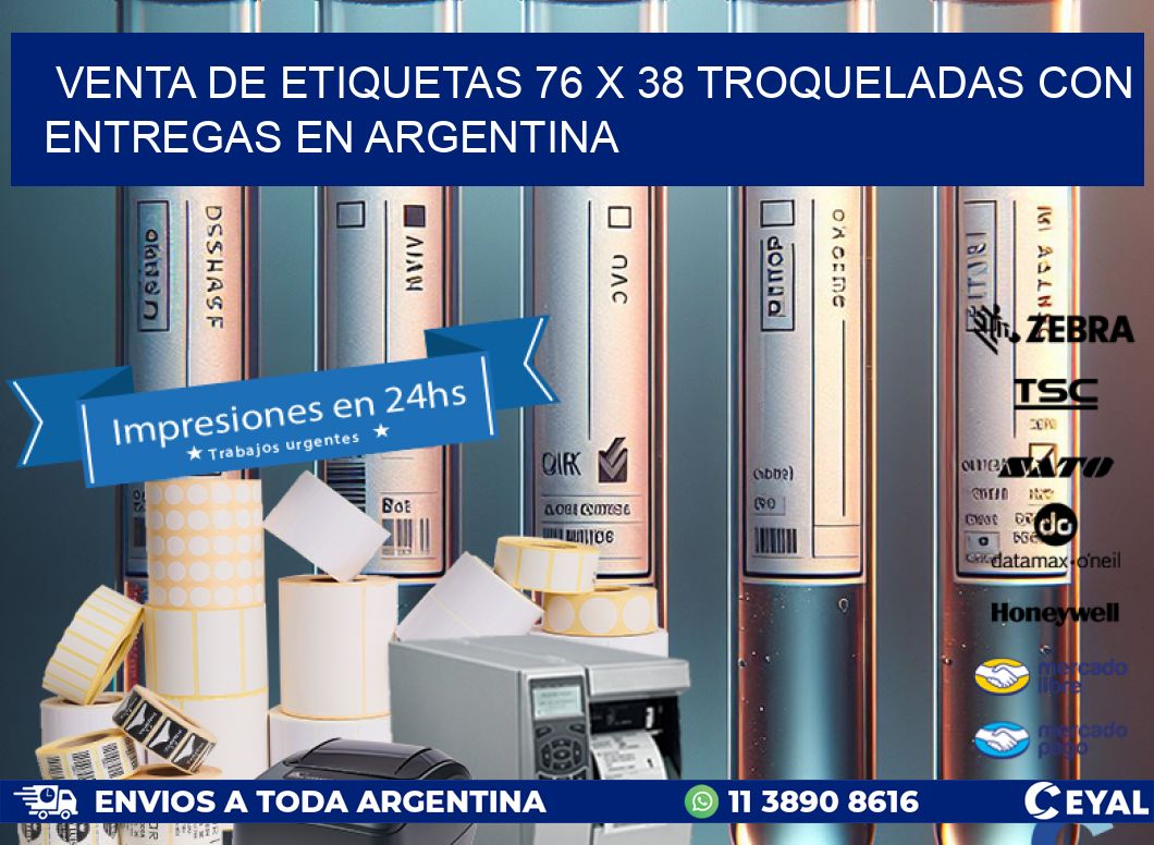 Venta de etiquetas 76 x 38 troqueladas con entregas en Argentina