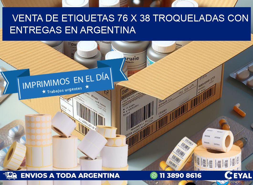 Venta de etiquetas 76 x 38 troqueladas con entregas en Argentina