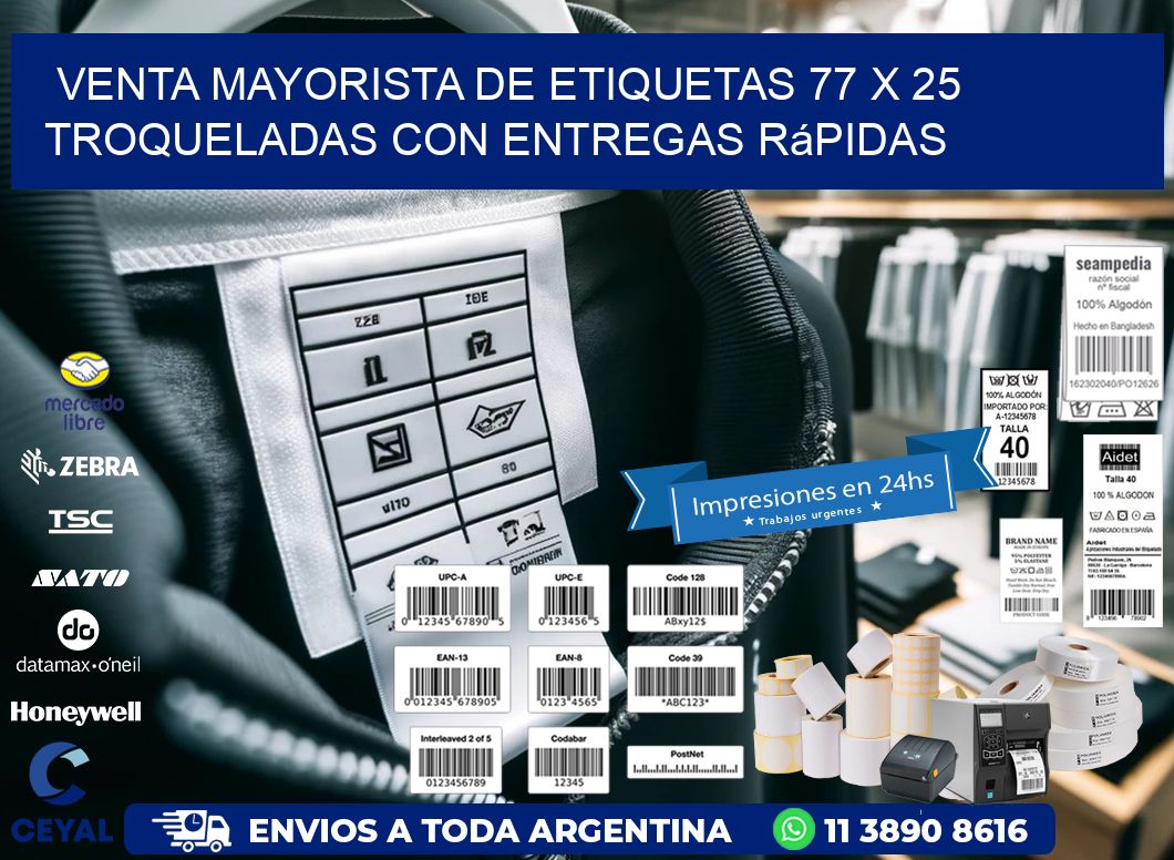 Venta mayorista de etiquetas 77 x 25 troqueladas con entregas rápidas