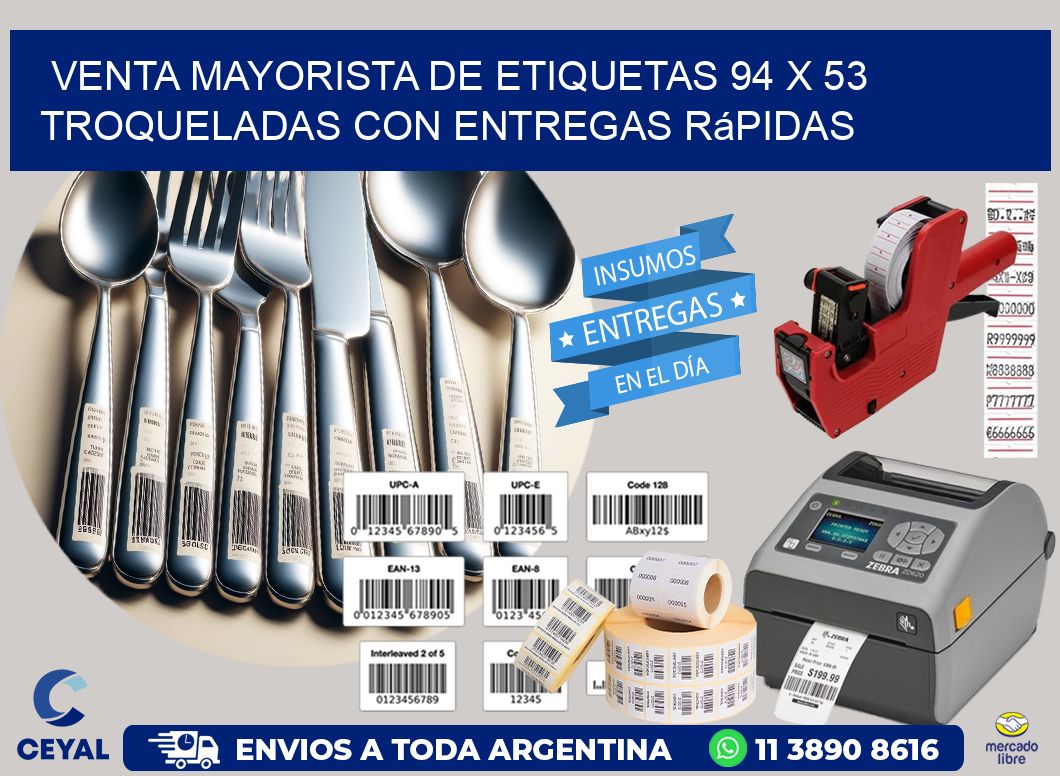 Venta mayorista de etiquetas 94 x 53 troqueladas con entregas rápidas