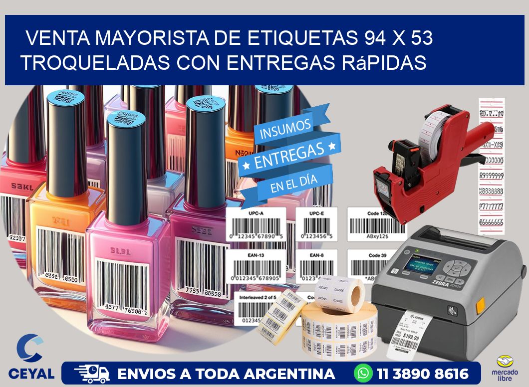Venta mayorista de etiquetas 94 x 53 troqueladas con entregas rápidas