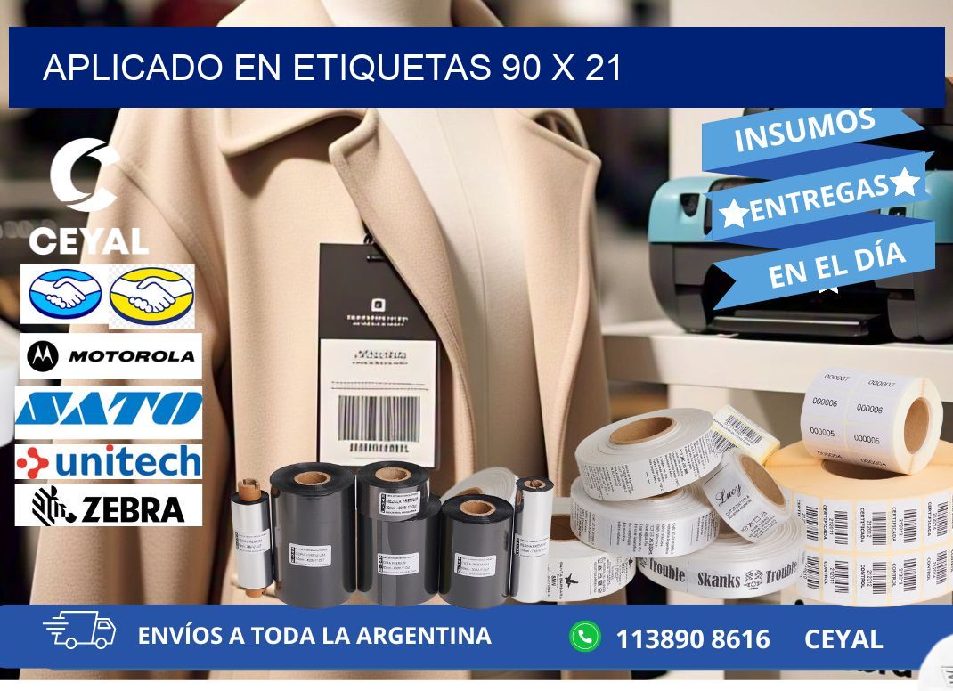 aplicado en etiquetas 90 x 21