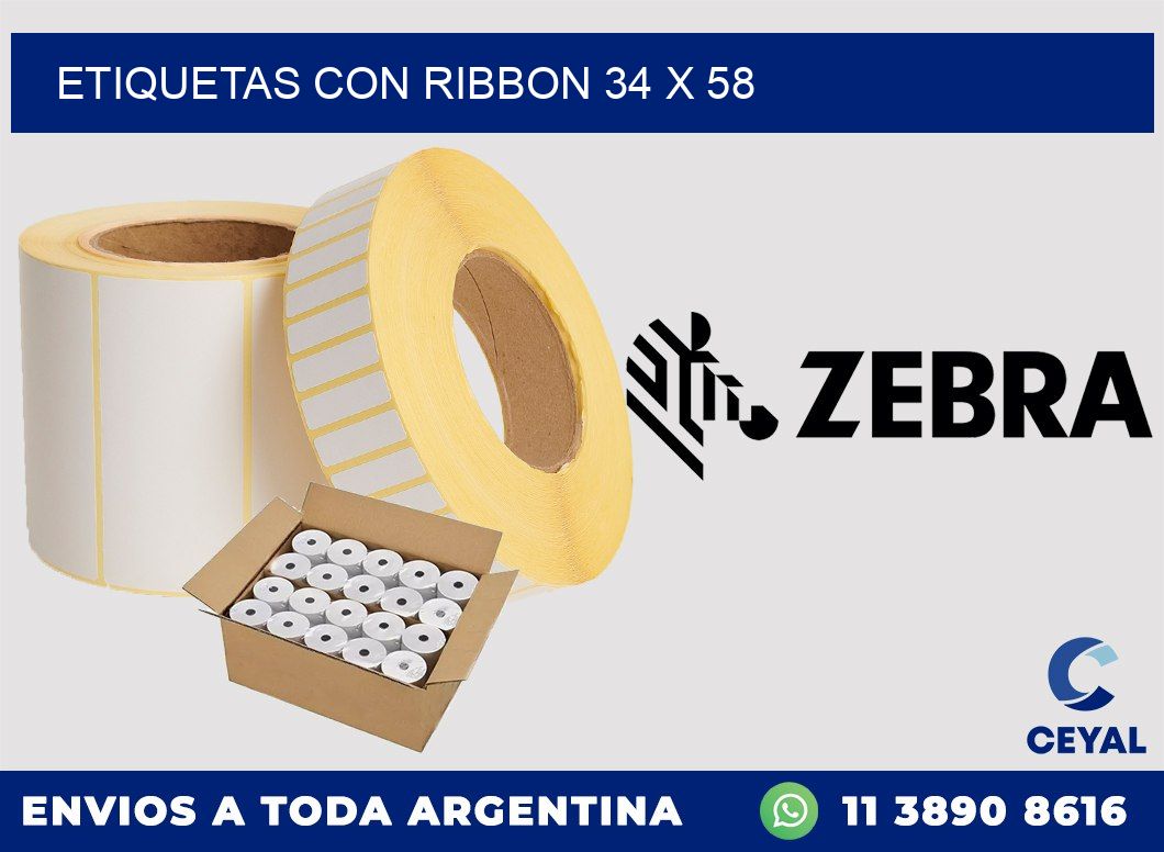 etiquetas con ribbon 34 x 58