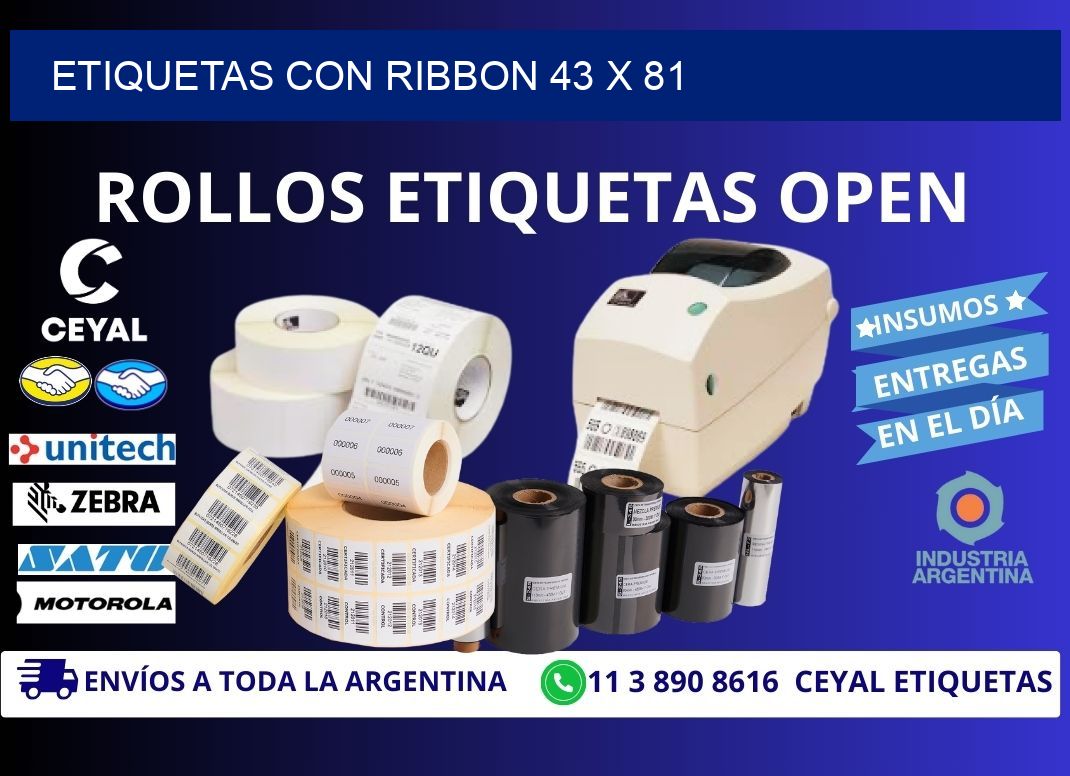 etiquetas con ribbon 43 x 81