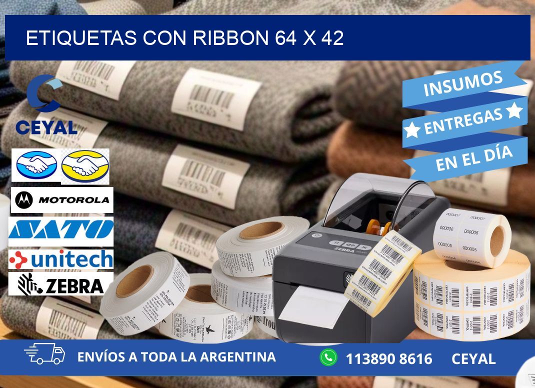 etiquetas con ribbon 64 x 42
