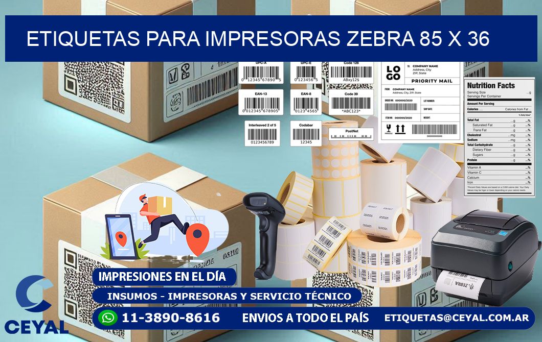 etiquetas para impresoras zebra 85 x 36