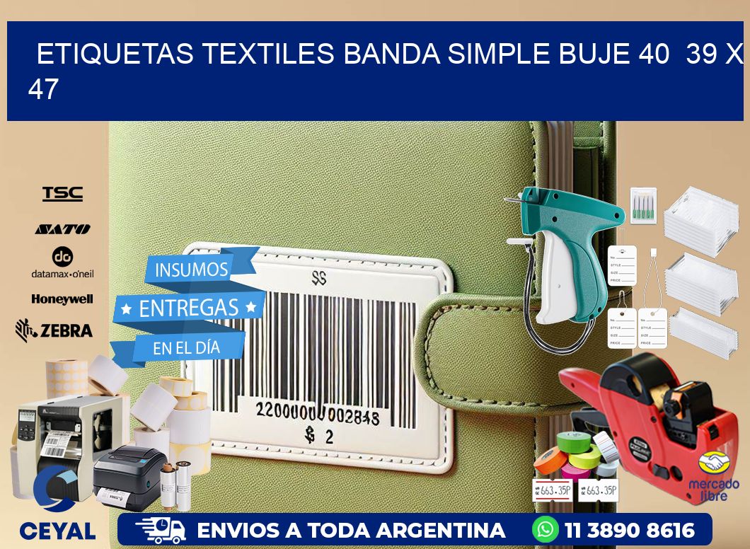 etiquetas textiles banda simple buje 40  39 x 47