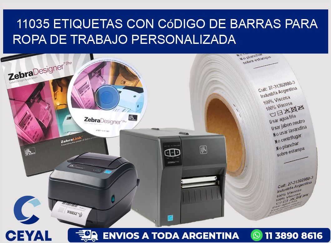 11035 Etiquetas con código de barras para ropa de trabajo personalizada