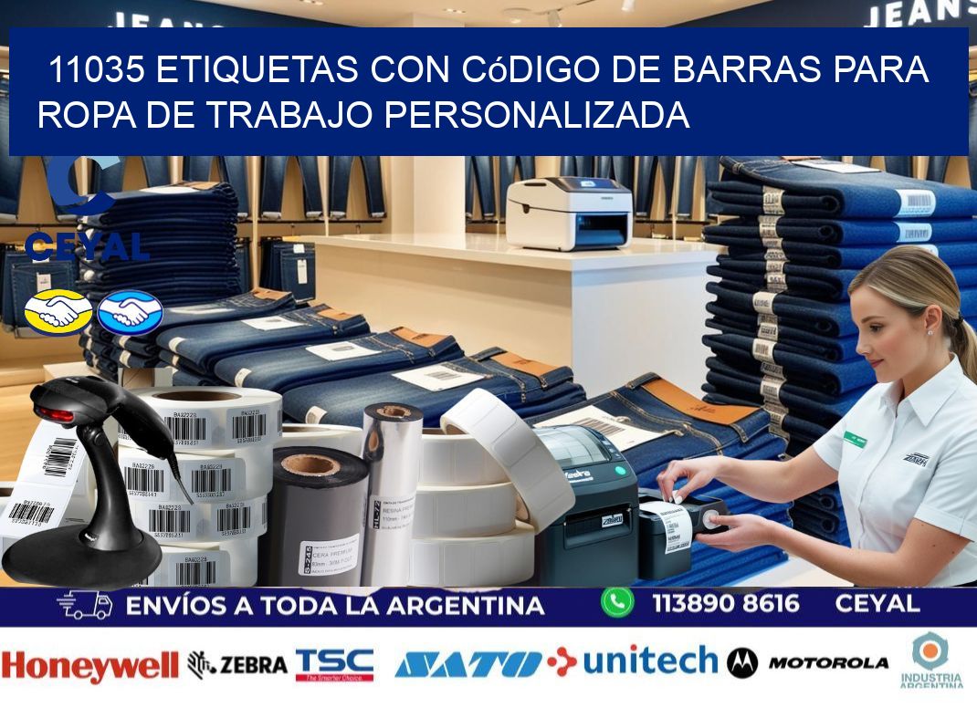 11035 Etiquetas con código de barras para ropa de trabajo personalizada