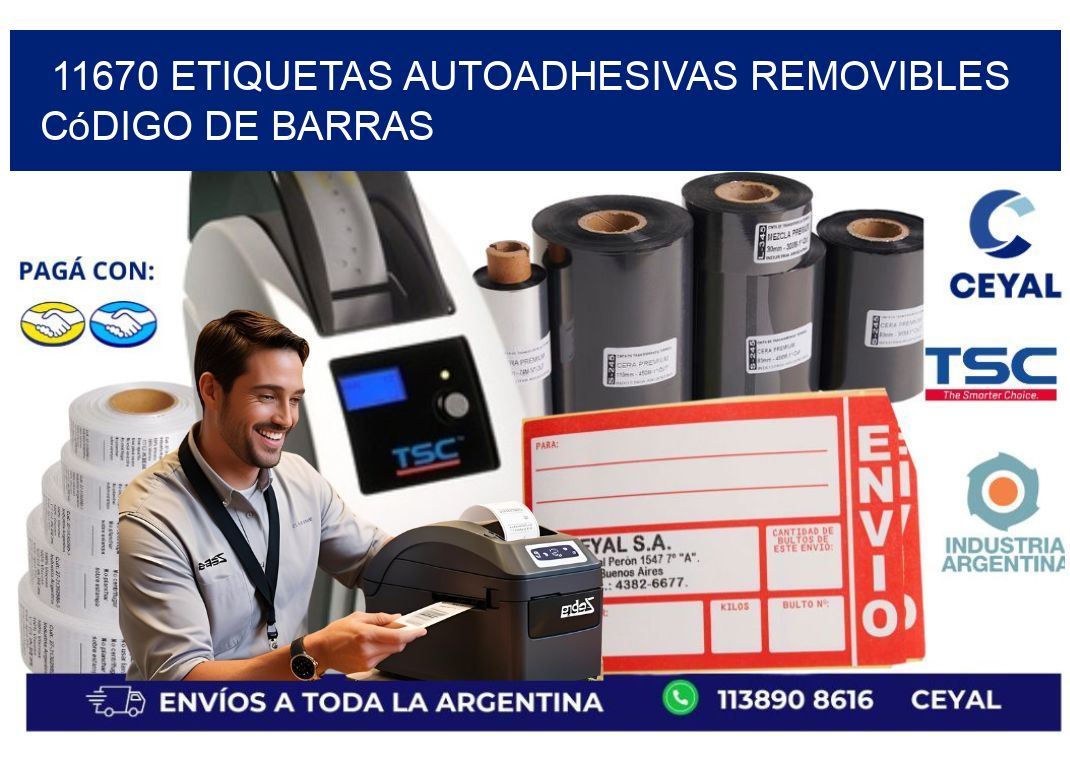 11670 etiquetas autoadhesivas removibles código de barras
