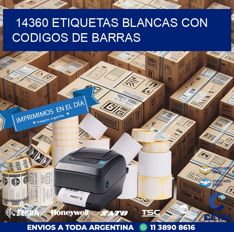 14360 etiquetas blancas con codigos de barras