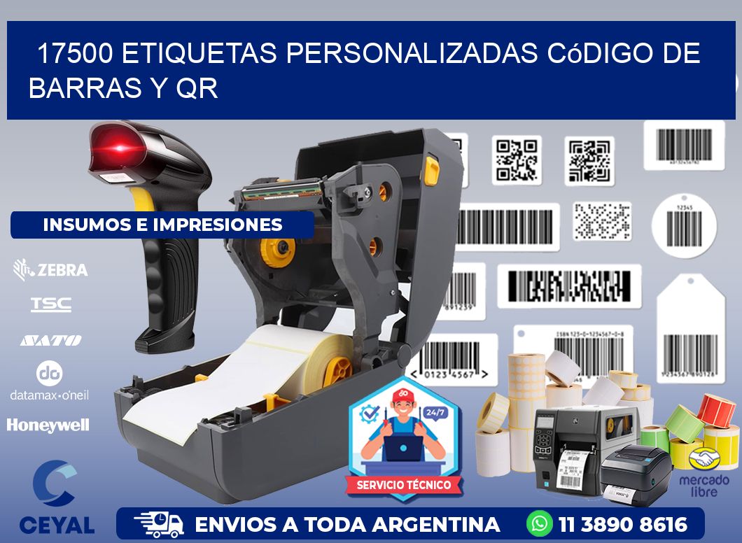 17500 etiquetas personalizadas código de barras y QR