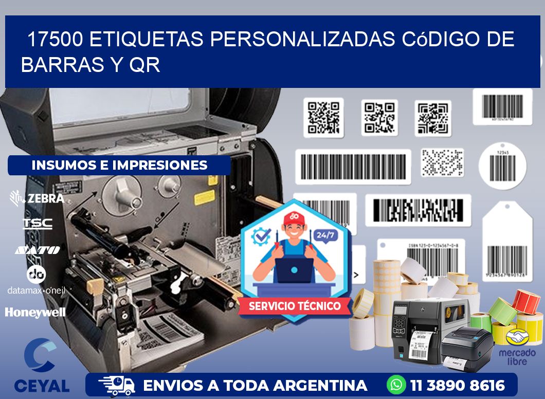 17500 etiquetas personalizadas código de barras y QR