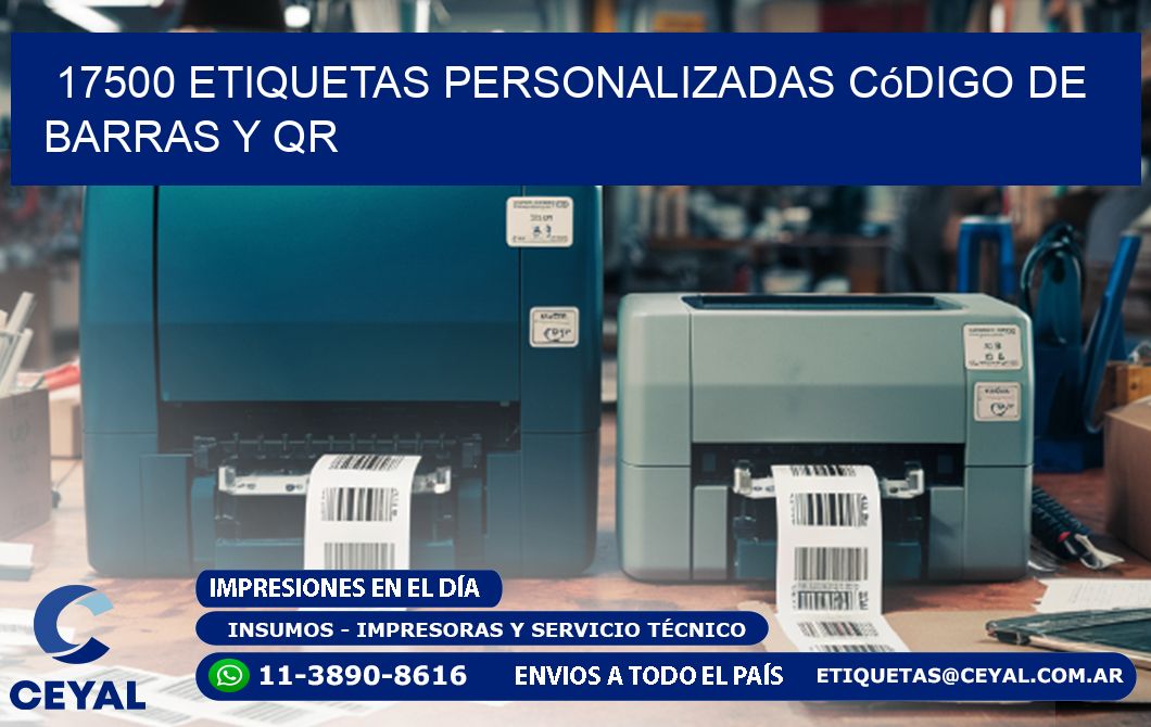17500 etiquetas personalizadas código de barras y QR