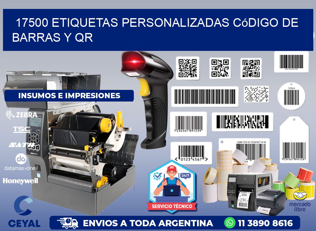 17500 etiquetas personalizadas código de barras y QR