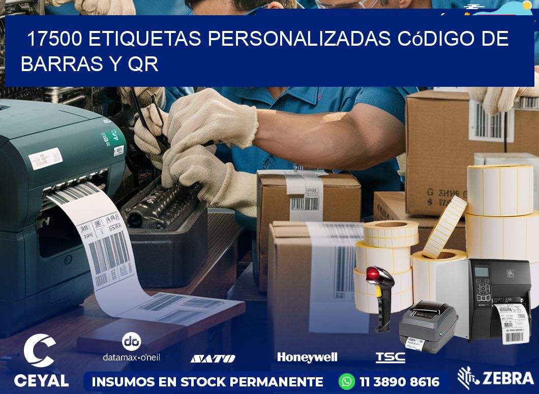 17500 etiquetas personalizadas código de barras y QR