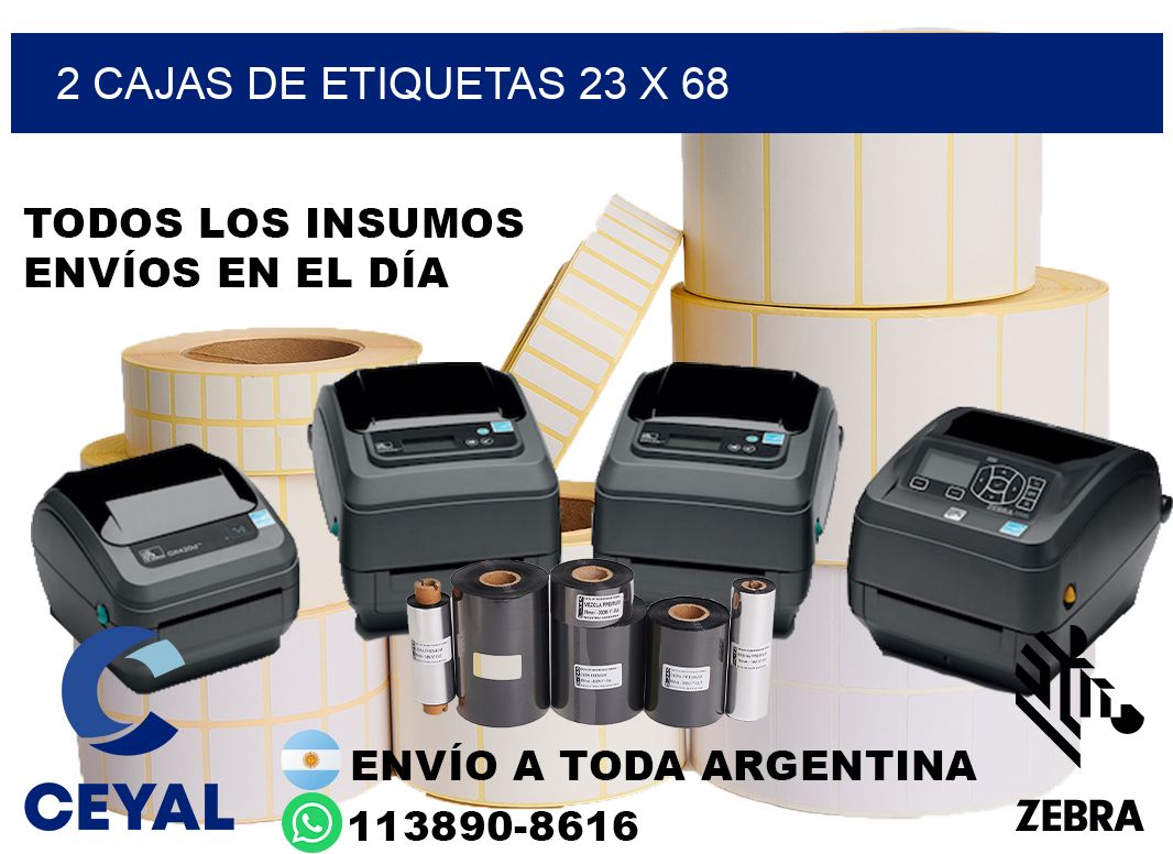 2 cajas de etiquetas 23 x 68