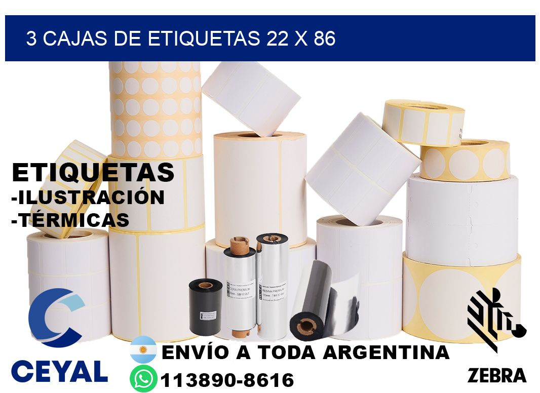 3 cajas de etiquetas 22 x 86
