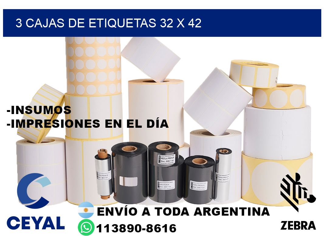 3 cajas de etiquetas 32 x 42