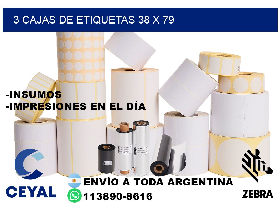 3 cajas de etiquetas 38 x 79