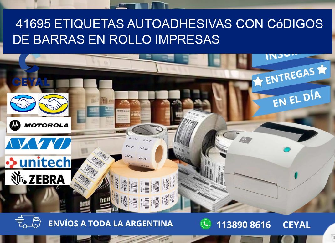 41695 Etiquetas autoadhesivas con códigos de barras en rollo impresas