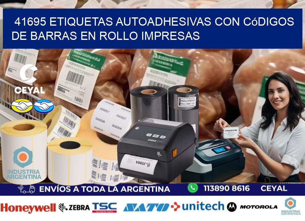 41695 Etiquetas autoadhesivas con códigos de barras en rollo impresas